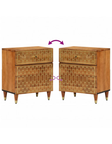 Comodino 50x33x60 cm in Legno Massello di Mango