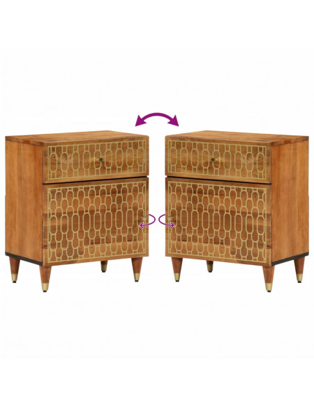 Comodino 50x33x60 cm in Legno Massello di Mango
