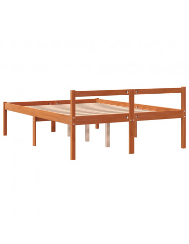 Letto per Anziani Marrone Cera 120x190cm Legno Massello di Pino