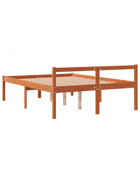 Letto per Anziani Marrone Cera 140x200cm Legno Massello di Pino