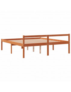 Letto per Anziani Marrone Cera 150x200cm Legno Massello di Pino
