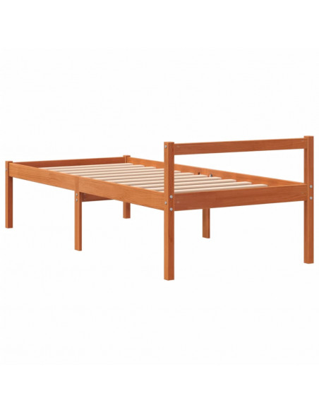 Letto per Anziani Marrone Cera 75x190 cm Legno Massello di Pino