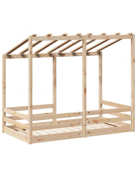 Letto per Bambini con Tetto 70x140 cm in Legno Massello di Pino
