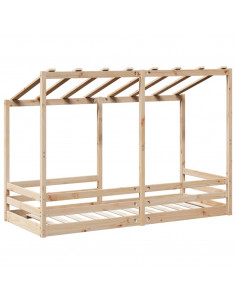 Letto per Bambini con Tetto 75x190 cm in Legno Massello di Pino