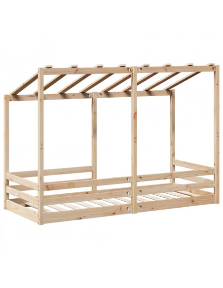 Letto per Bambini con Tetto 75x190 cm in Legno Massello di Pino