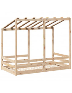 Letto per Bambini con Tetto 80x160 cm in Legno Massello di Pino