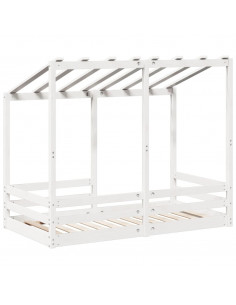 Letto per Bambini con Tetto Bianco 70x140cm Legno Massello Pino