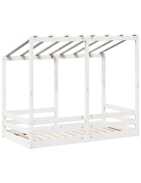 Letto per Bambini con Tetto Bianco 70x140cm Legno Massello Pino
