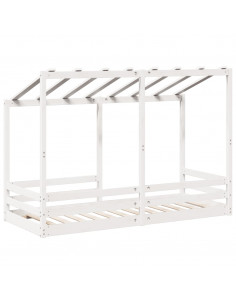 Letto per Bambini con Tetto Bianco 75x190cm Legno Massello Pino