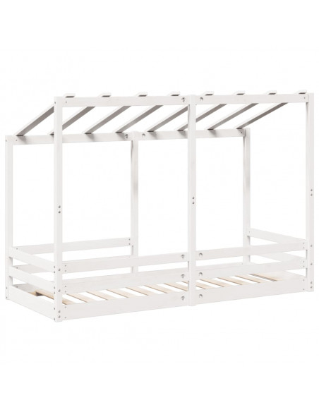 Letto per Bambini con Tetto Bianco 90x190cm Legno Massello Pino