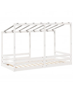 Letto per Bambini con Tetto Bianco 90x200cm Legno Massello Pino