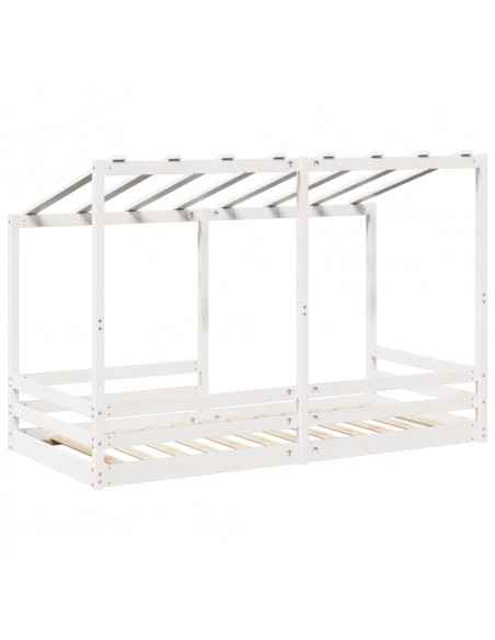 Letto per Bambini con Tetto Bianco 90x200cm Legno Massello Pino