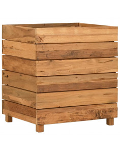 Letto Rialzato 50x40x55 cm Legno di Teak di Recupero e Acciaio