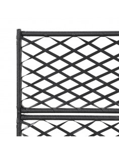 Letto Rialzato a Traliccio 3 Vasi 83x30x130 cm Polyrattan Nero