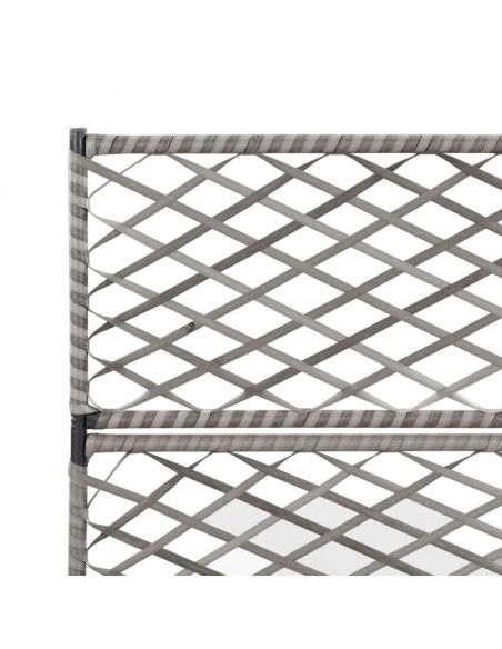 Letto Rialzato a Traliccio 3 Vasi 83x30x130cm Polyrattan Grigio