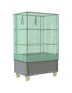 Letto Rialzato con Copertura e Ruote Effetto Rattan 80x50x182cm