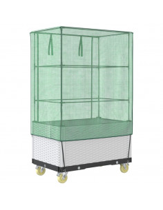 Letto Rialzato con Copertura e Ruote Effetto Rattan 80x50x182cm