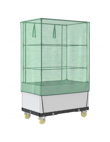 Letto Rialzato con Copertura e Ruote Effetto Rattan 80x50x182cm