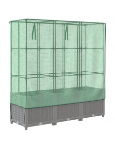 Letto Rialzato con Copertura Serra Effetto Rattan 120x40x138 cm