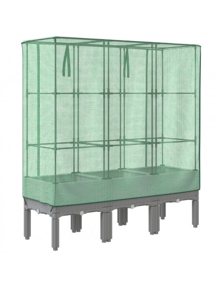 Letto Rialzato con Copertura Serra Effetto Rattan 120x40x140 cm