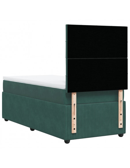 Giroletto a Molle con Materasso Verde Scuro 90x190 cm Velluto