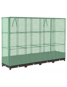 Letto Rialzato con Copertura Serra Effetto Rattan 160x40x123 cm