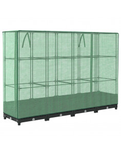 Letto Rialzato con Copertura Serra Effetto Rattan 160x40x123 cm