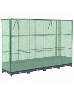 Letto Rialzato con Copertura Serra Effetto Rattan 160x40x123 cm