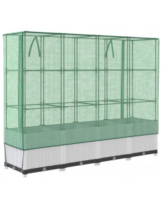 Letto Rialzato con Copertura Serra Effetto Rattan 160x40x138 cm