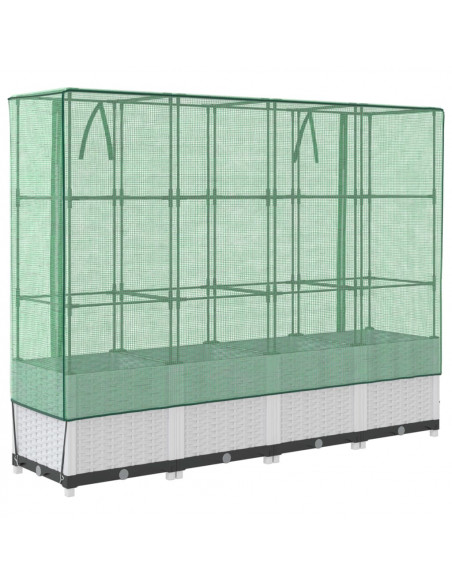 Letto Rialzato con Copertura Serra Effetto Rattan 160x40x138 cm