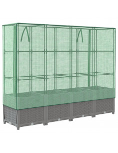 Letto Rialzato con Copertura Serra Effetto Rattan 160x40x138 cm