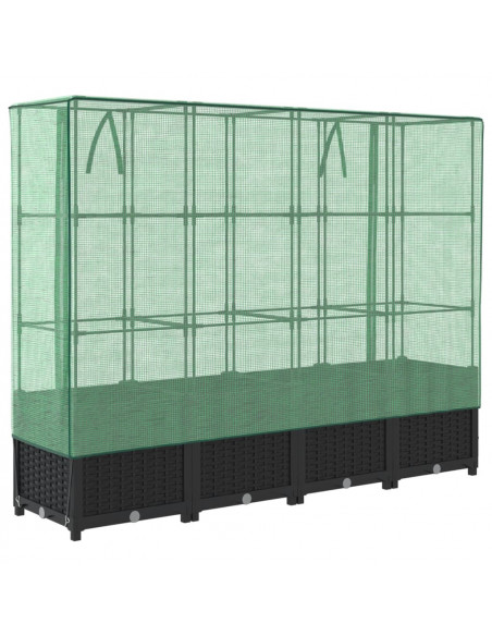 Letto Rialzato con Copertura Serra Effetto Rattan 160x40x138 cm