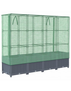 Letto Rialzato con Copertura Serra Effetto Rattan 160x40x138 cm