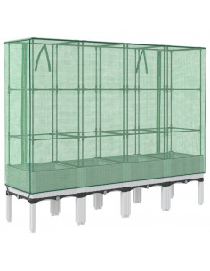 Letto Rialzato con Copertura Serra Effetto Rattan 160x40x140 cm