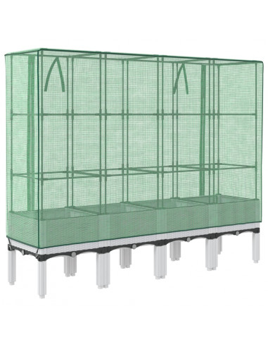 Letto Rialzato con Copertura Serra Effetto Rattan 160x40x140 cm