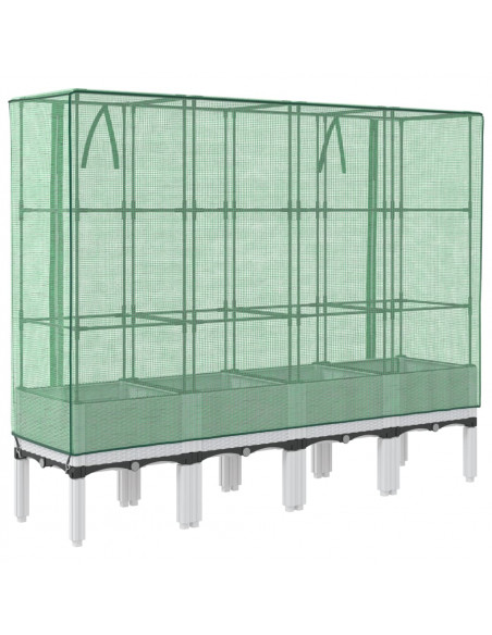 Letto Rialzato con Copertura Serra Effetto Rattan 160x40x140 cm