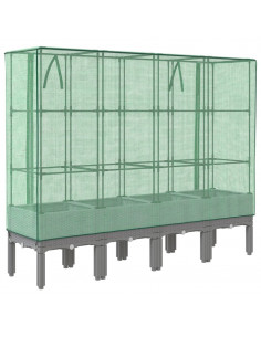 Letto Rialzato con Copertura Serra Effetto Rattan 160x40x140 cm