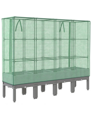 Letto Rialzato con Copertura Serra Effetto Rattan 160x40x140 cm