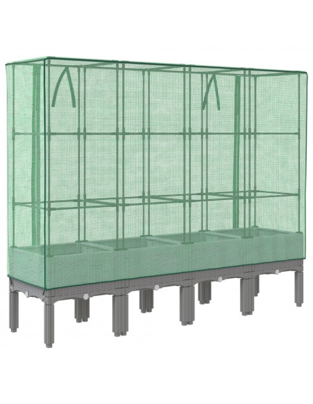 Letto Rialzato con Copertura Serra Effetto Rattan 160x40x140 cm