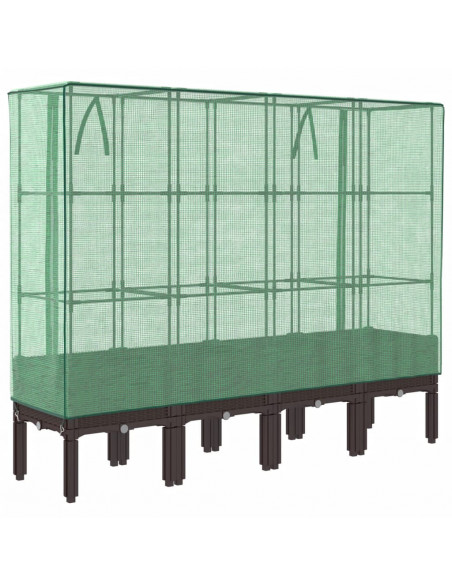 Letto Rialzato con Copertura Serra Effetto Rattan 160x40x140 cm