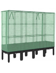 Letto Rialzato con Copertura Serra Effetto Rattan 160x40x140 cm