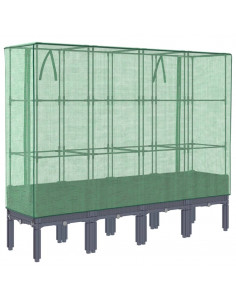 Letto Rialzato con Copertura Serra Effetto Rattan 160x40x140 cm