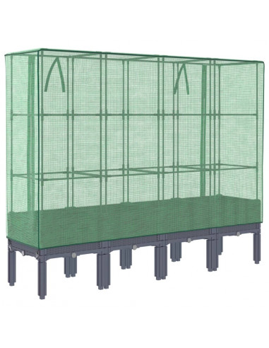 Letto Rialzato con Copertura Serra Effetto Rattan 160x40x140 cm