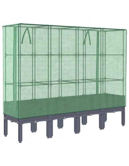 Letto Rialzato con Copertura Serra Effetto Rattan 160x40x140 cm