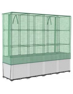 Letto Rialzato con Copertura Serra Effetto Rattan 160x40x153 cm