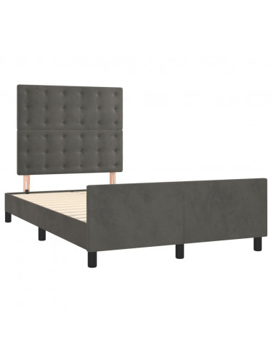 Giroletto con Testiera Grigio Scuro 120x190 cm in Velluto