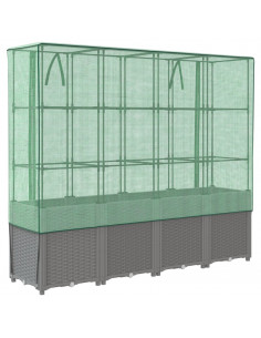 Letto Rialzato con Copertura Serra Effetto Rattan 160x40x153 cm