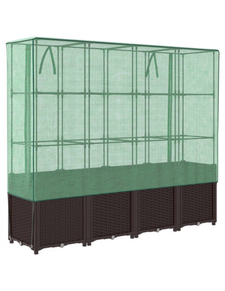 Letto Rialzato con Copertura Serra Effetto Rattan 160x40x153 cm