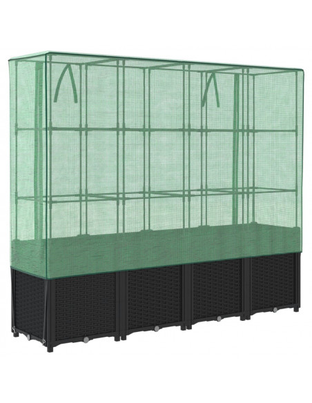 Letto Rialzato con Copertura Serra Effetto Rattan 160x40x153 cm