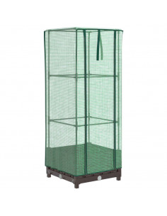 Letto Rialzato con Copertura Serra Effetto Rattan 40x40x123 cm